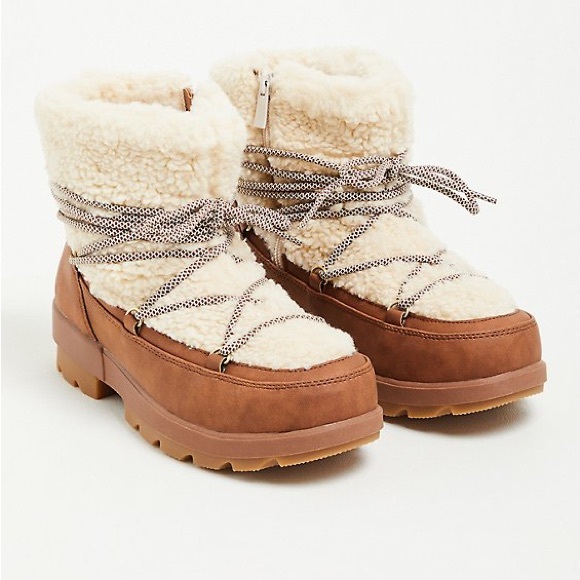 SM New York Shoes - Faux Leather Shearling Ankle Bootie